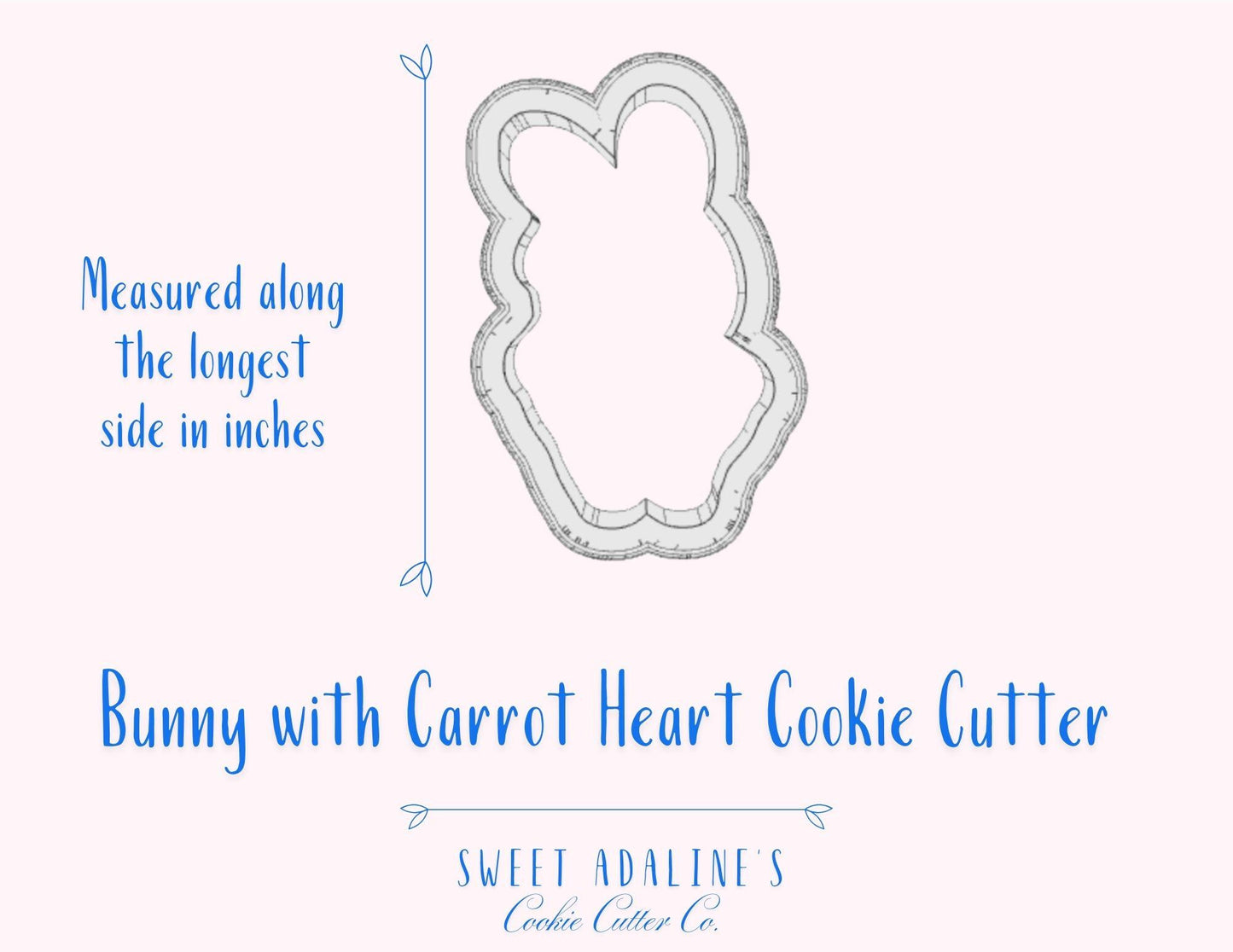 Bunny Holding Carrot Heart Cookie Cutter –Adorable Spring Design for Easter Treats – Choose Your Size