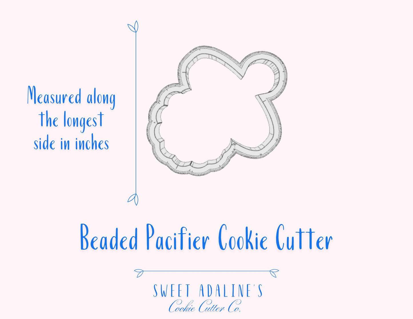 Baby Pacifier Cookie Cutter – Adorable Beaded Binky Design for Baby Showers and Kids Birthday Parties - Custom 3D Printed – 3 Sizes