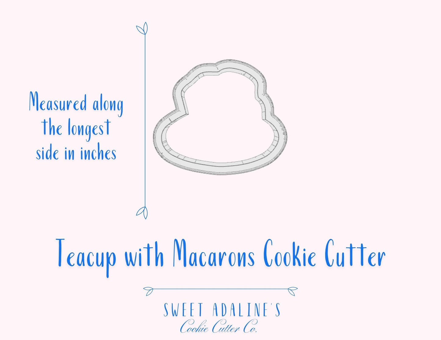 Teacup with Macarons Cookie Cutter – Parisian Tea Party Design –Perfect for Bridal Showers, Weddings & Afternoon Teas – Thick Durable Cutter
