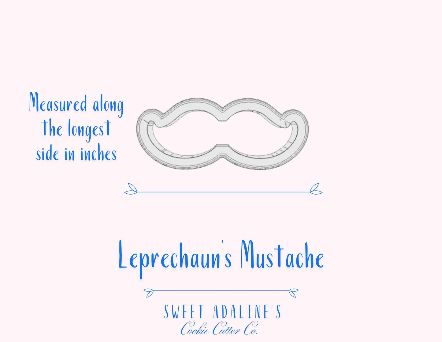 Mustache Cookie Cutter, Irish-Themed Cookies, Custom 3D Printed, St. Patrick's Day Party Baking Supplies, Leprechaun's Mustache Cookie