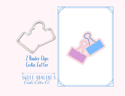Two Binder Clips Cookie Cutter – School and Office Supplies Cookie – Back to School Baking Tool – Teacher Appreciation Party Favor