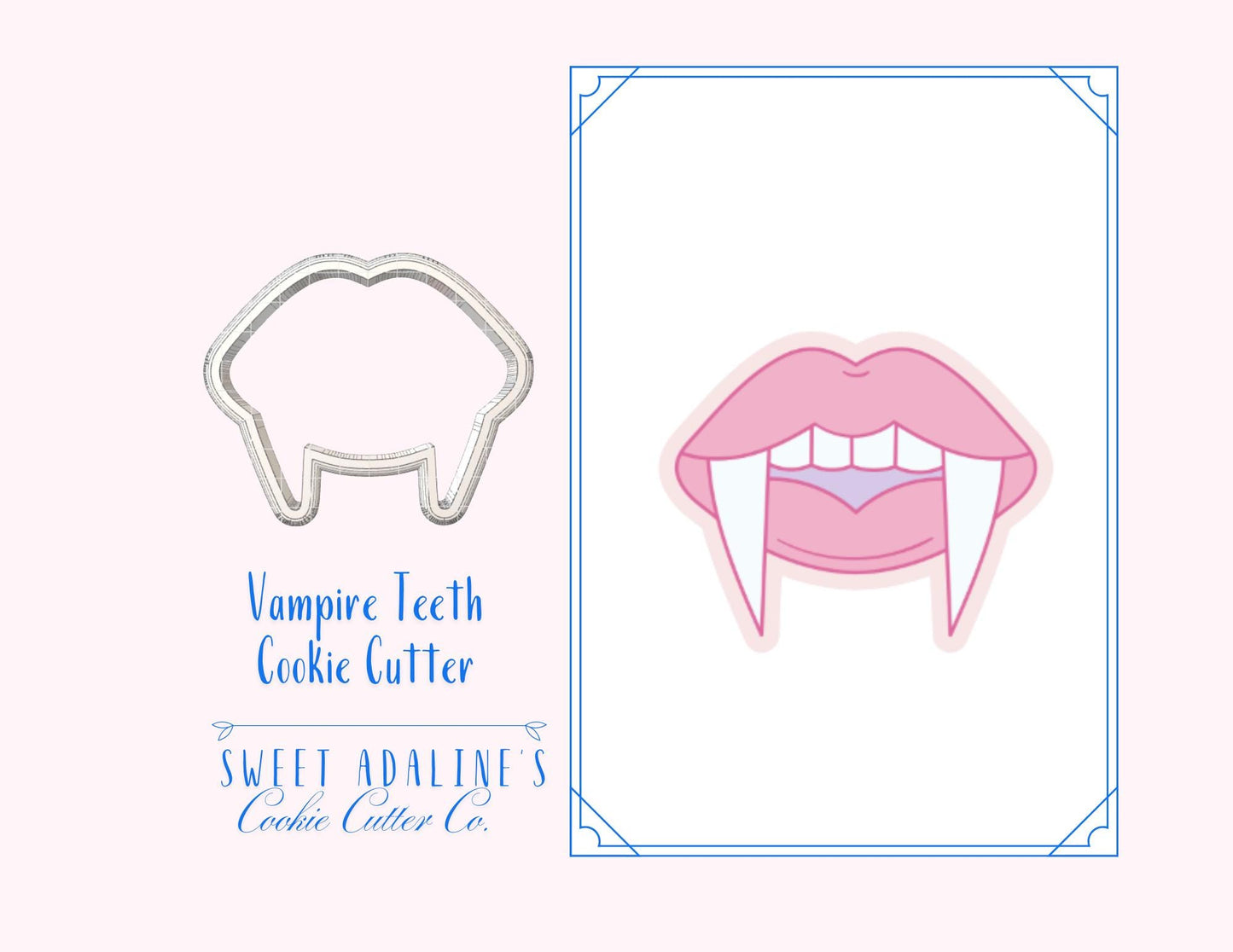 Vampire Teeth Cookie Cutter for Halloween — Available in 3 Sizes — Cookie Cutters for Halloween Baking & Decorating - Vampire Fangs Cookies