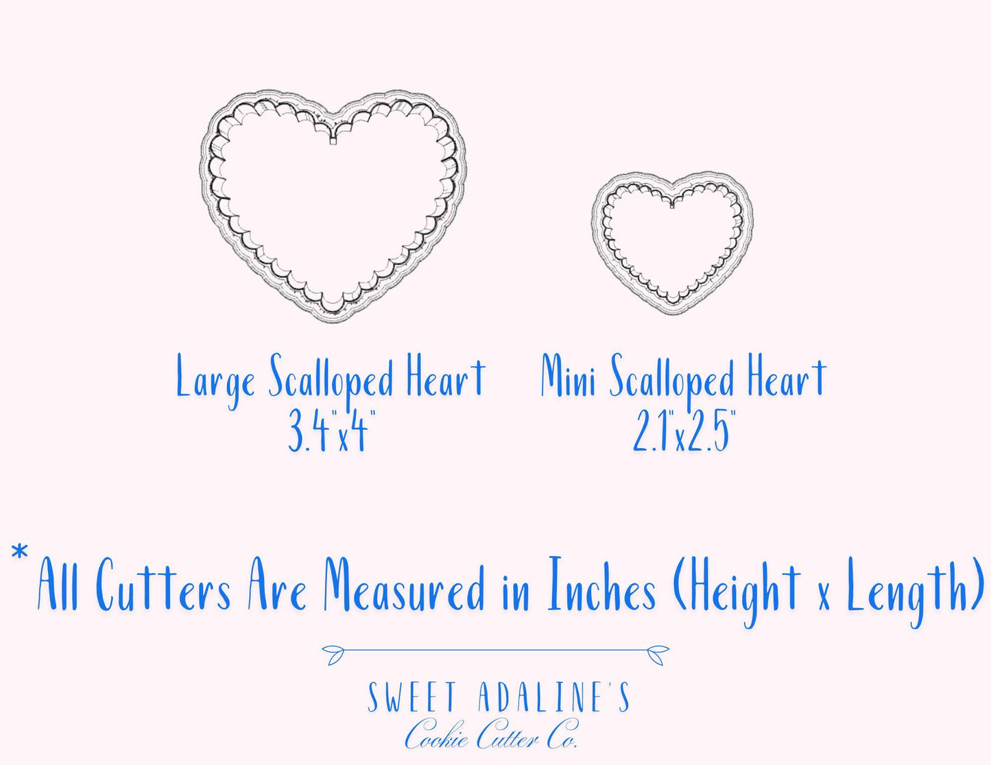 Set of 8 Classic Heart Cookie Cutters, 3D Printed, Bundle of Valentine's Day Hearts Various Sizes, Large and Mini Heart Cookie