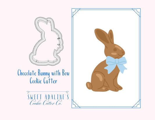 Chocolate Bunny with Bow Cookie Cutter – Classic Easter Design for Festive Spring Treats – Choose Your Size - Food safe, durable