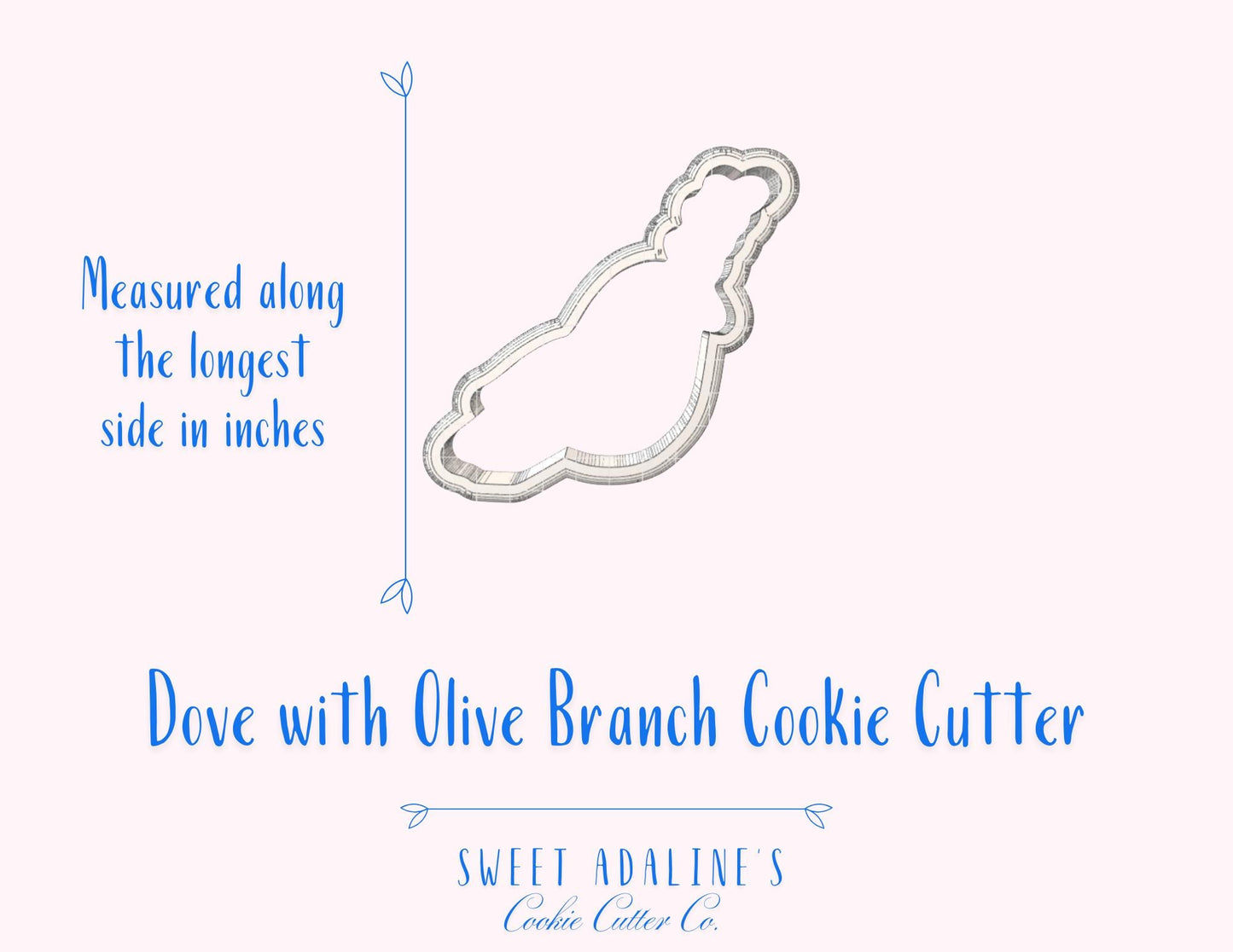 Dove with Olive Branch Cookie Cutter – Peace Bird Cookie Cutter for Decorating Sugar Cookies, Fondant & Baking Crafts - Christian Bird