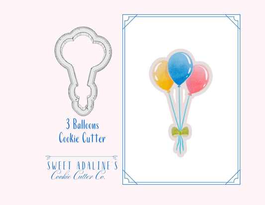 Balloons Cookie Cutter – Balloon Design for Birthdays & Parties – 3 Sizes – Balloon Bouquet tied with Ribbon