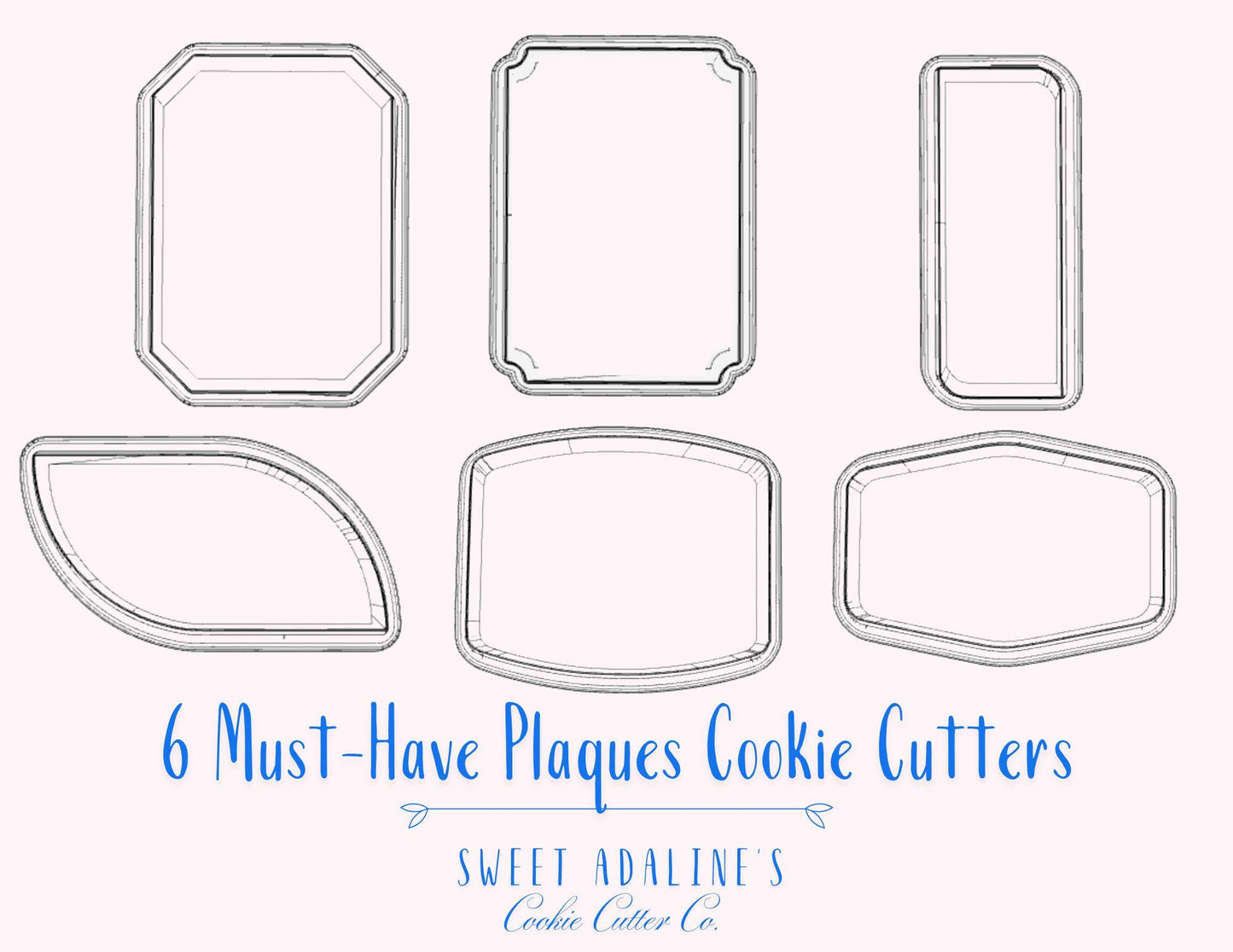 Set of 6 Essential Plaque Cookie Cutters, 3D Printed, Set of Must-have labels, FAST Shipping, Plaque Cookie Cutter Bundle