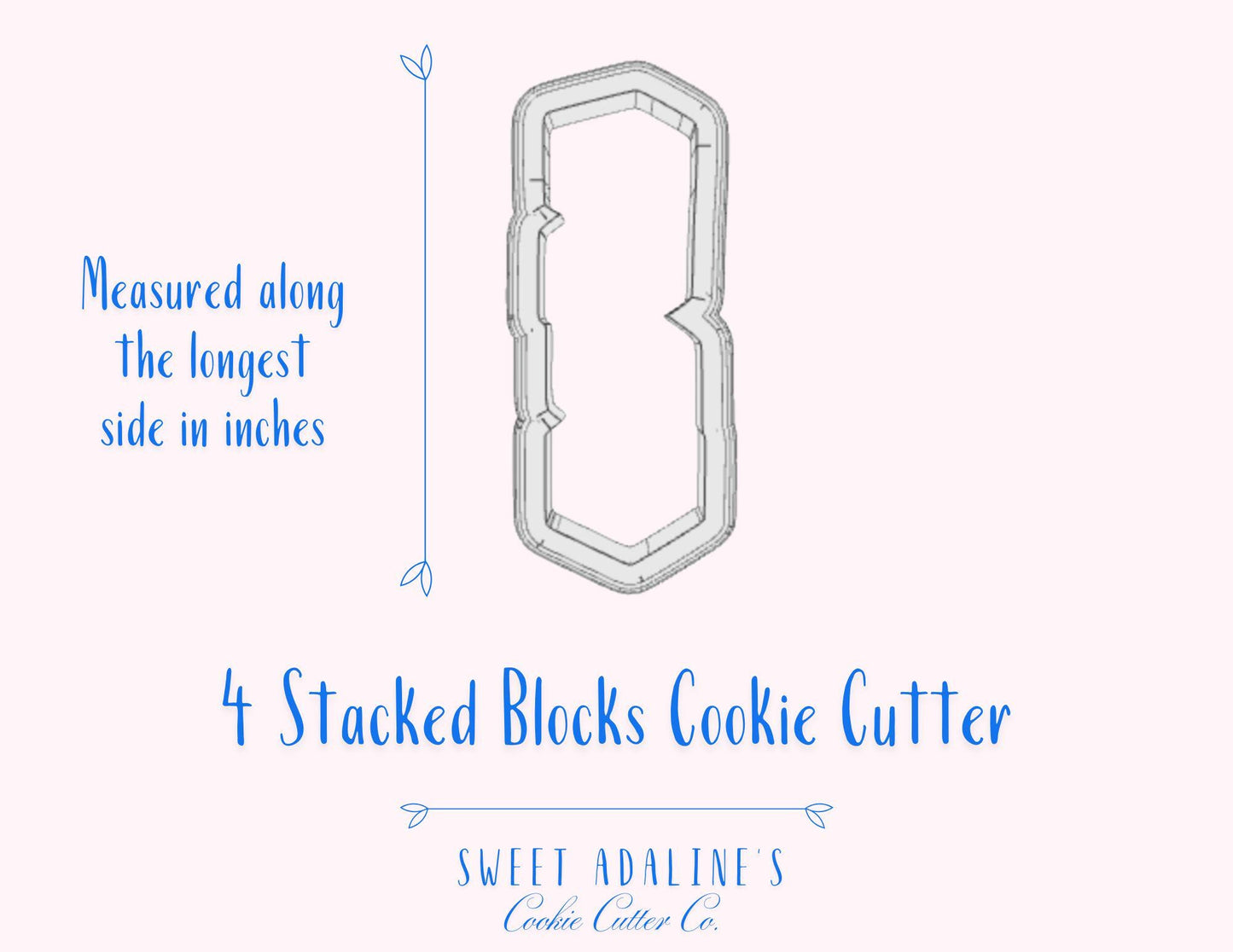 Stacked Blocks Cookie Cutter – Baby Shower Building Blocks Design – 3 Sizes – Kids Toy Cookie Cutter - 3D Printed