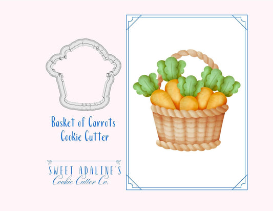 Basket of Carrots Cookie Cutter – Charming Spring Design for Easter & Garden-Themed Treats – 3 Sizes - Thick and Durable Cookie Cutter