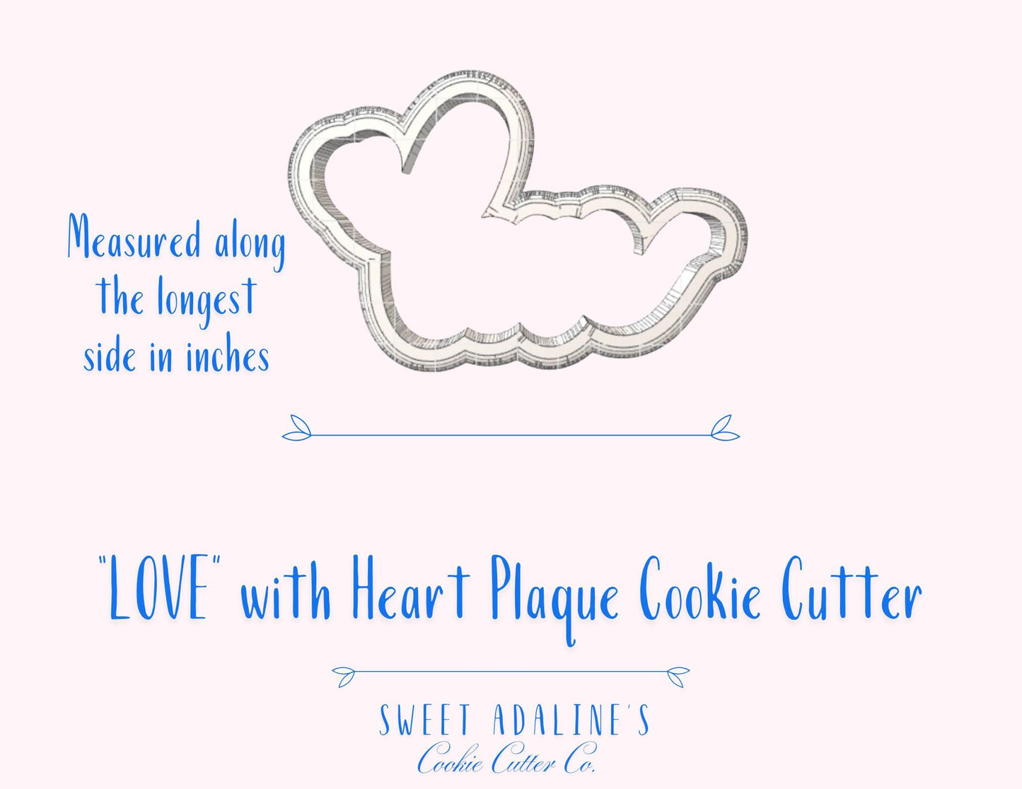 LOVE with Heart Cookie Cutter – Wedding Engagement Bridal Shower Favor – Valentine’s Day Cookie – Anniversary Baking Tool – Romantic Plaque