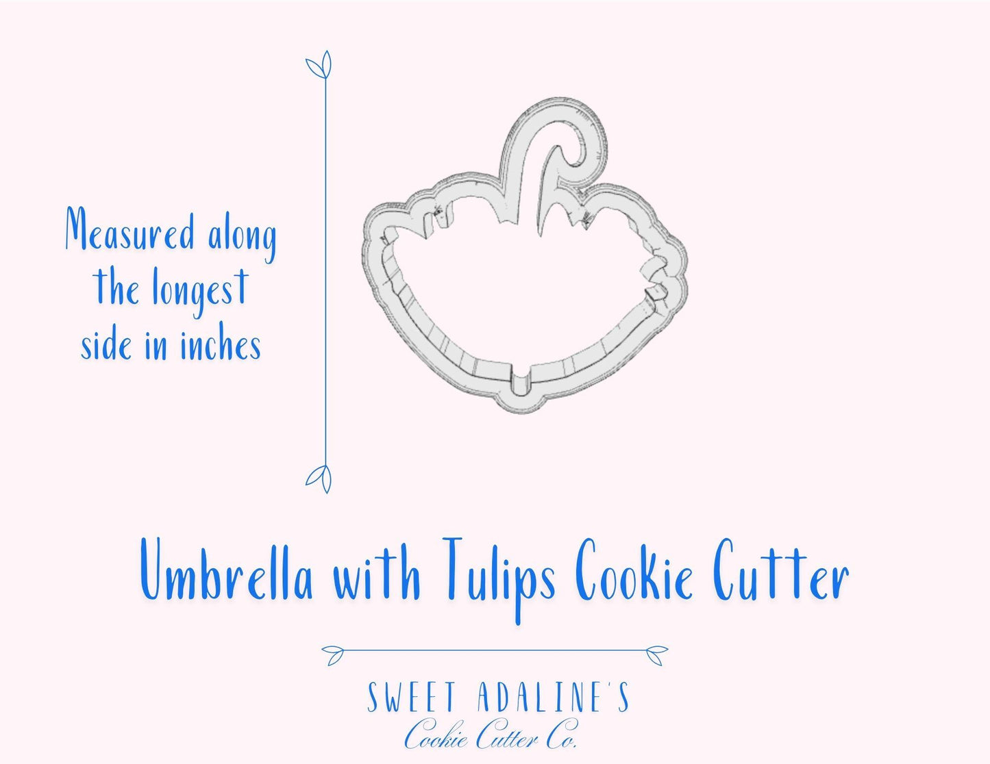 Umbrella with Flowers Cookie Cutter – Whimsical Tulips for Spring, Garden & Tea Parties – Gift for Gardeners and cookie lovers