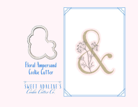 Floral Ampersand Cookie Cutter – Wedding Monogram Cookie Cutter – Engagement Party Favor – Bridal Shower Baking – Elegant “&” Plaque Cookie