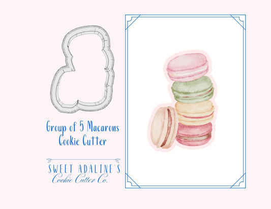 Group of 5 Macarons Cookie Cutter – Parisian Pastry Design – Perfect for French-themed Tea Parties, Weddings & Brunch – Thick Sturdy Cutter