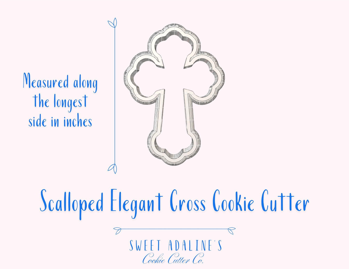 Scalloped Elegant Cross Cookie Cutter – Fancy Cross Cookie Cutter – Baptism Communion Confirmation Cookies – Religious Christian Baking Tool