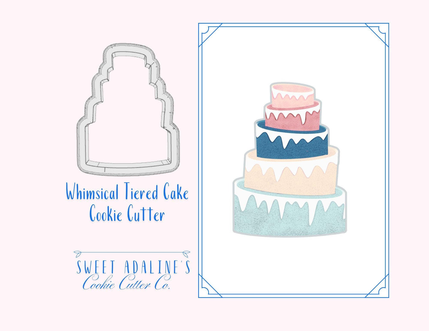 Whimsical Tiered Cake Cookie Cutter – Fun Lopsided Cake Design for Birthdays & Celebrations – 3 Sizes – –Custom 3D Printed