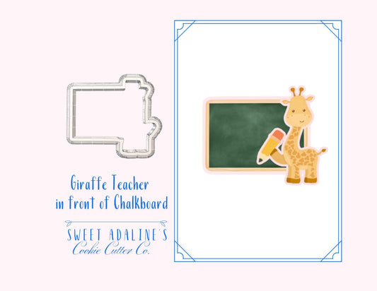 Giraffe Teacher with Chalkboard Cookie Cutter – Back to School Classroom Favor – Teacher Appreciation – School Theme Baking Tool - Sturdy