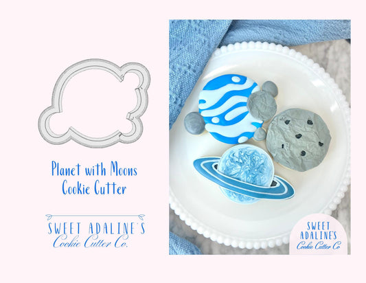 Planet with Moons Cookie Cutter — Outer Space Theme for Astronomy & Science Parties — Available in 3 Sizes - Space Lovers Themed Cookies