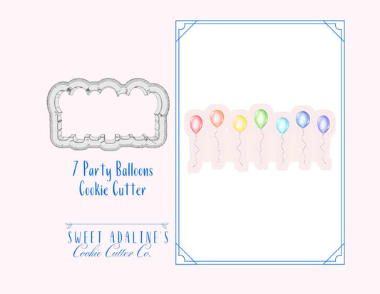 Party Balloons Cookie Cutter – 7 Balloons Horizontal Cookie Perfect for Birthdays and Special Events – Multiple Sizes Available