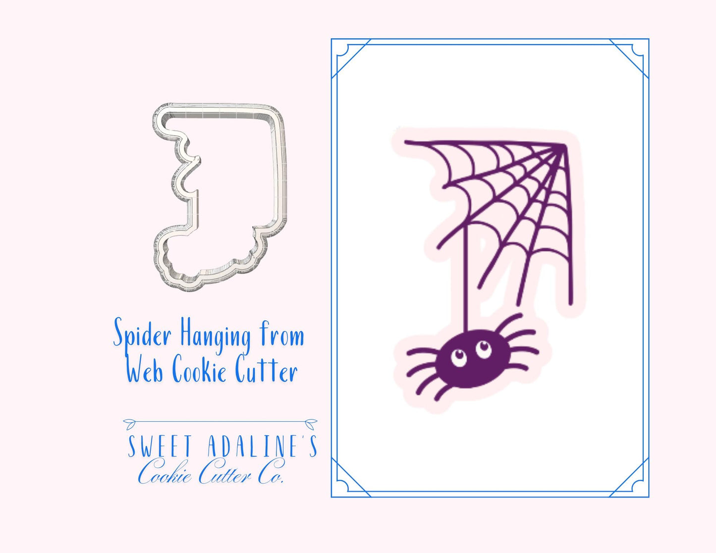 Halloween Spider Hanging from Web— Halloween & Spider Web Cookie — Available in 3 Sizes — Cookie Cutters for Halloween Baking and Decorating