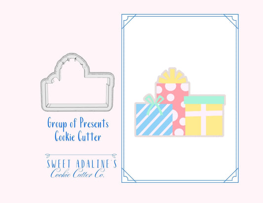 Group of Presents Cookie Cutter – Gift Box Design for Holidays & Celebrations – 3 Sizes – Thick, Sturdy Cutter - Birthday Party Must-Haves