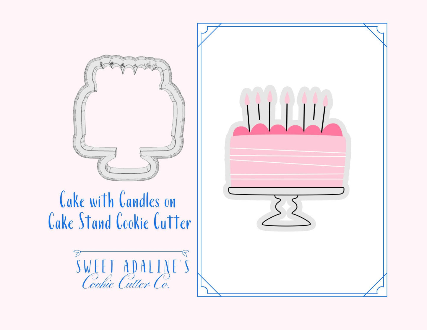 Cake with Candles on Cake Stand Cookie Cutter – Perfect for Birthdays, Parties & Celebrations – 3 Sizes – Thick dough, sturdy cutter