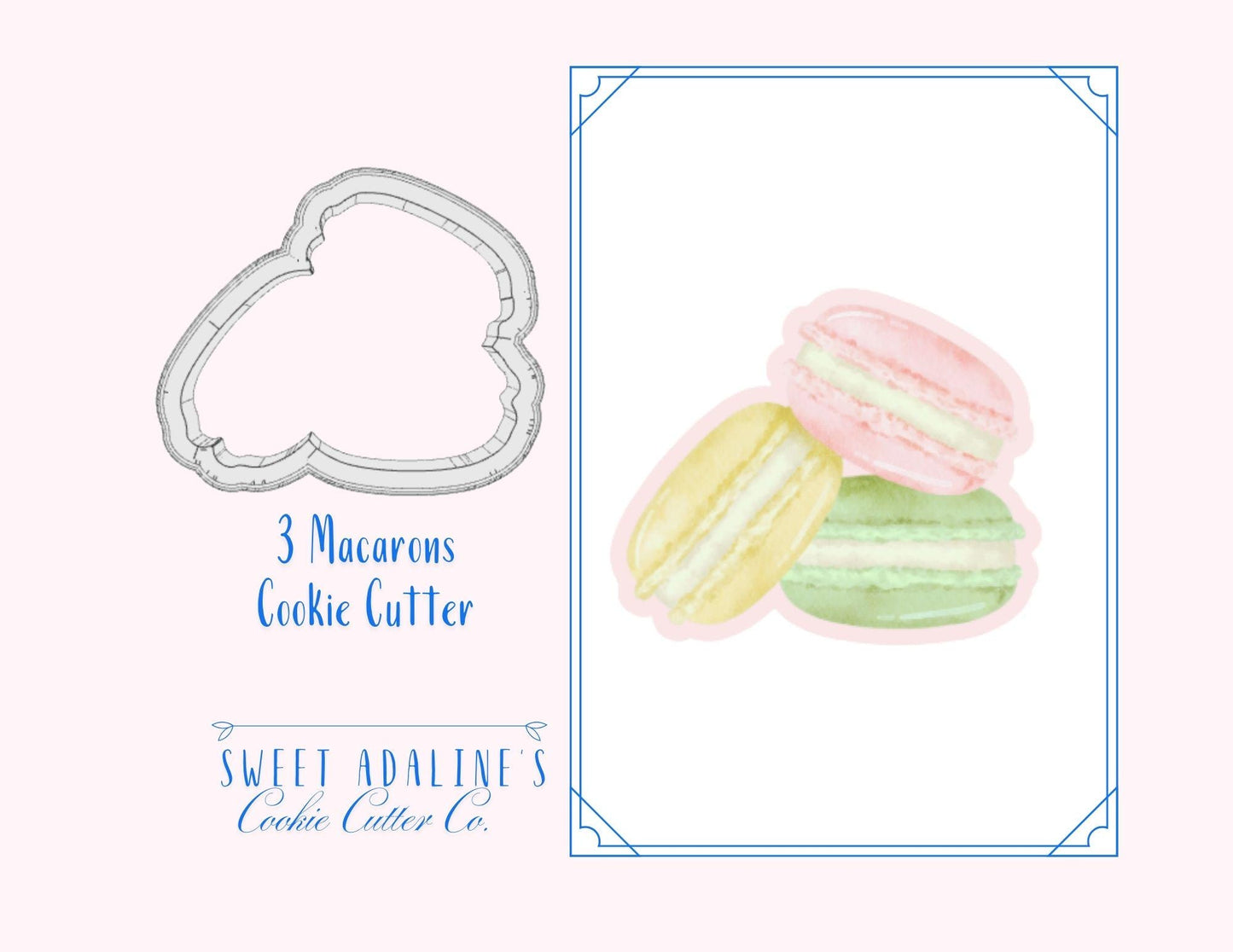 3 Macarons Cookie Cutter – Parisian Pastry Design – Perfect for French-themed Tea Parties, Weddings & Brunch – Thick, Sturdy Cookies