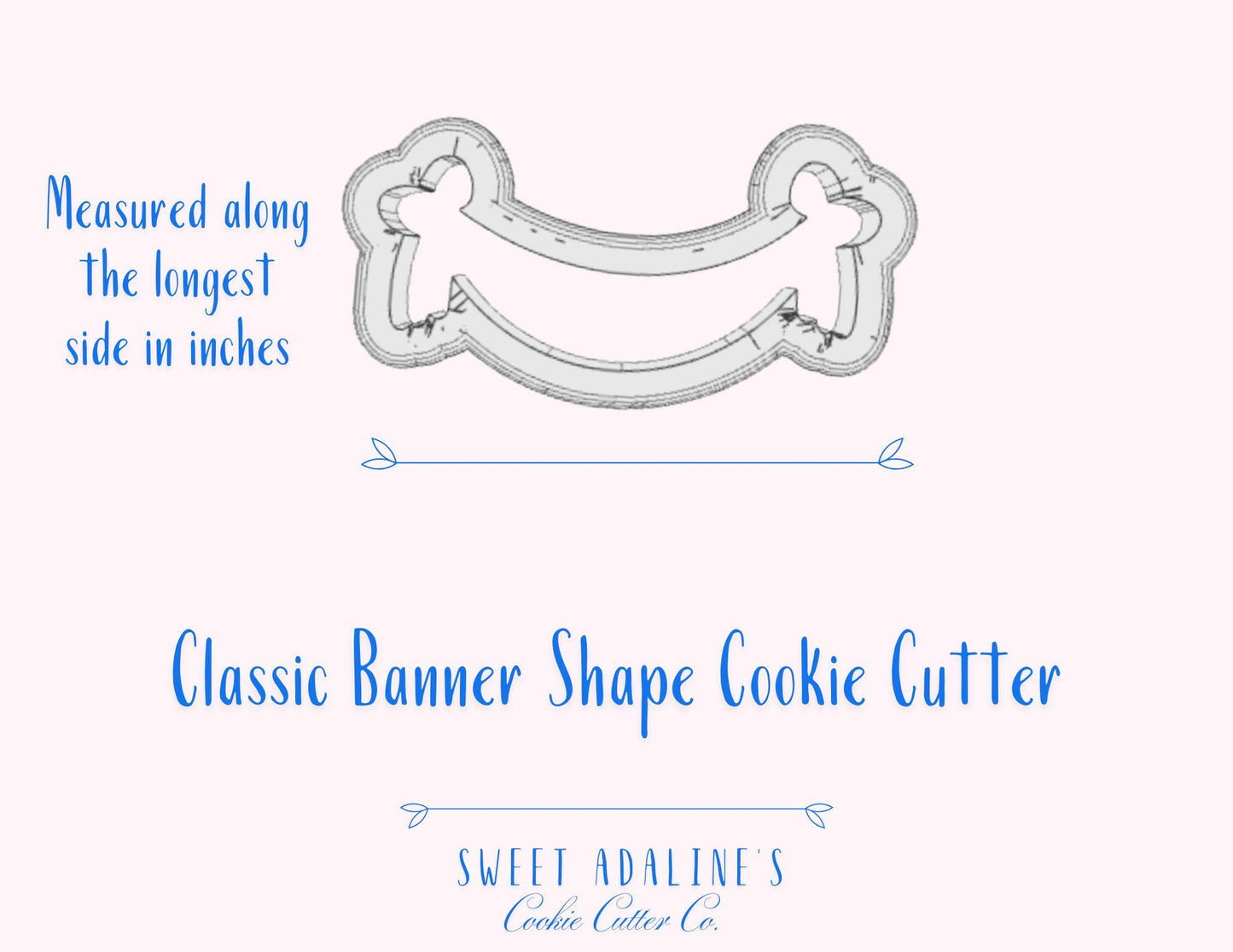 Classic Banner Shape with Ribbons Cookie Cutter – Elegant Banner Design for Parties – 3 Size Options  - Cookie Gifts