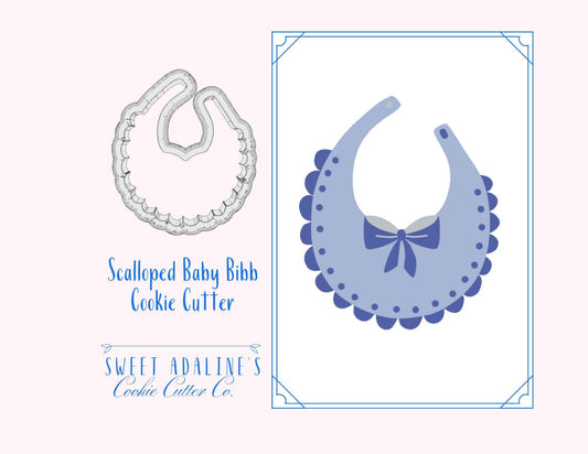Scalloped Baby Bib Cookie Cutter – Adorable Design for Baby Showers, Kids Birthday Parties, Gender Reveals - Custom 3D Printed –3 Sizes
