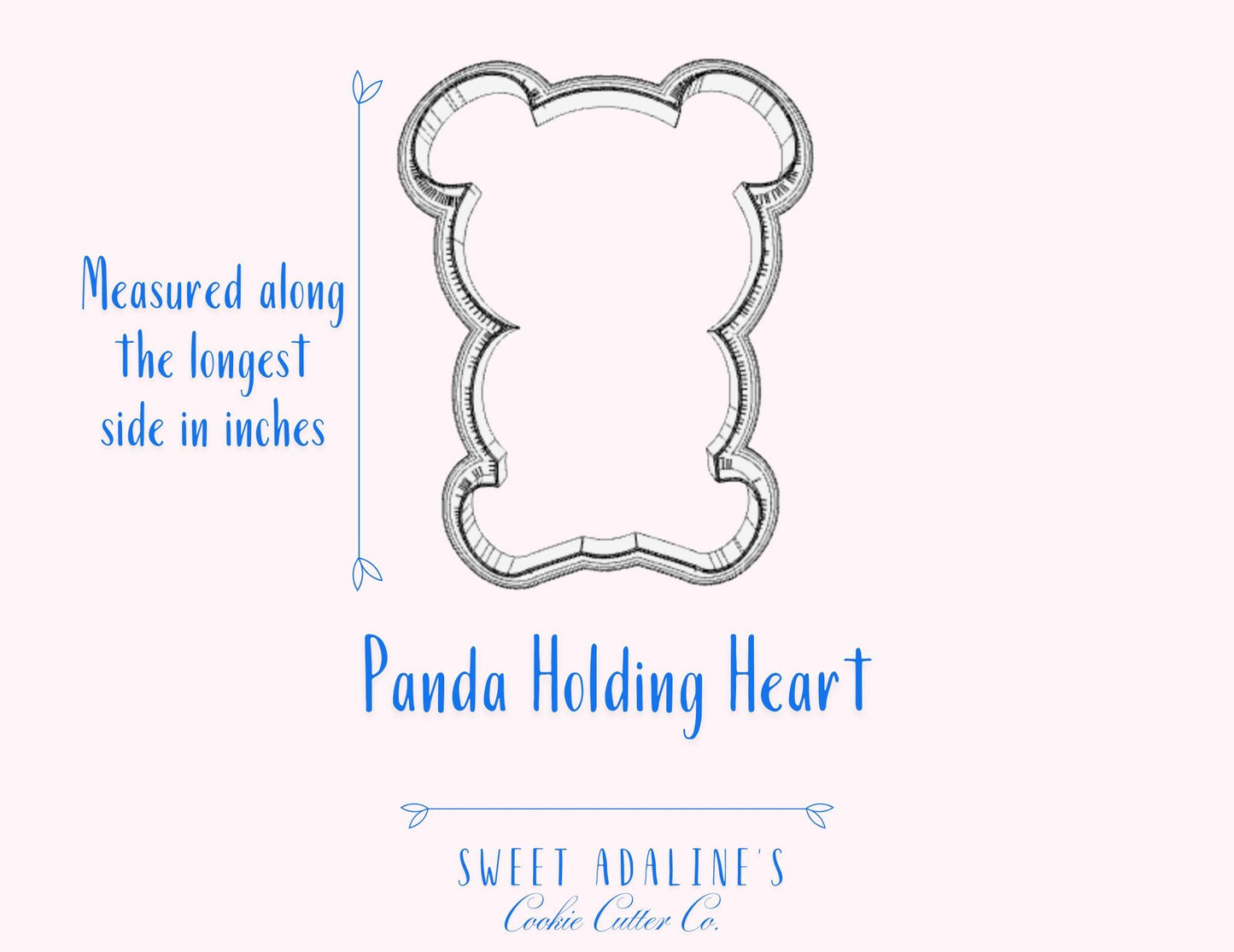 Cute Panda Holding Heart Cookie Cutter, Adorable Animal for Valentine's Day & Gifts, custom 3D printed cutters for royal icing