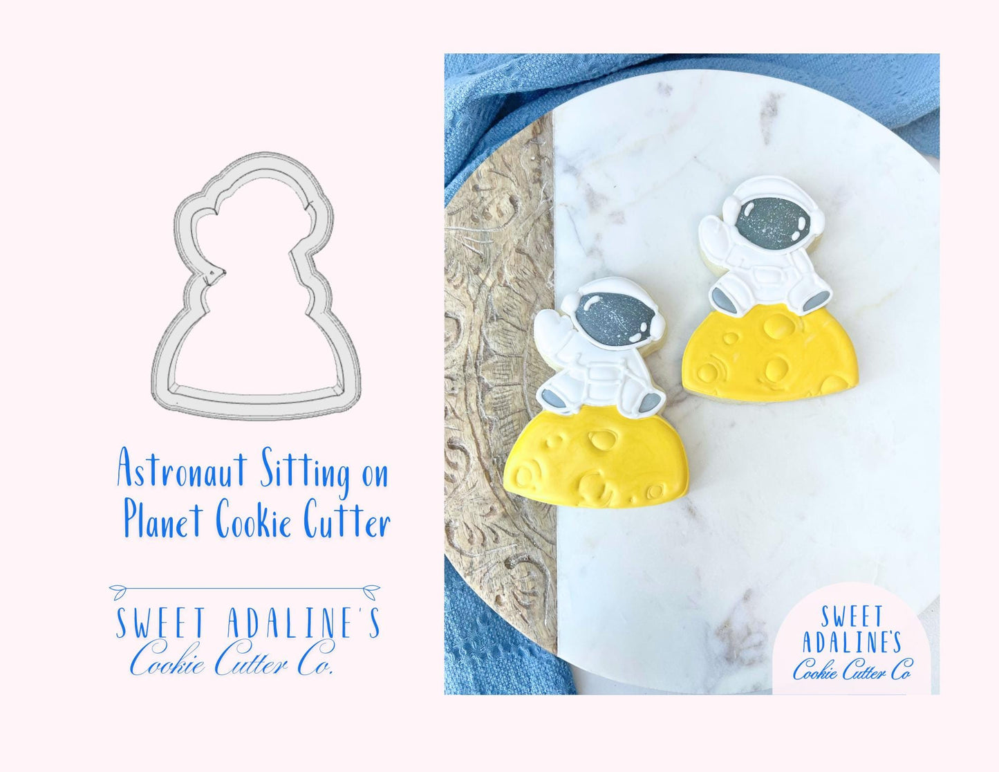 Astronaut Sitting on Planet Cookie Cutter – Space Theme Birthday Party – Outer Space Galaxy Baking Tool – Astronaut Cookies for Space Lovers