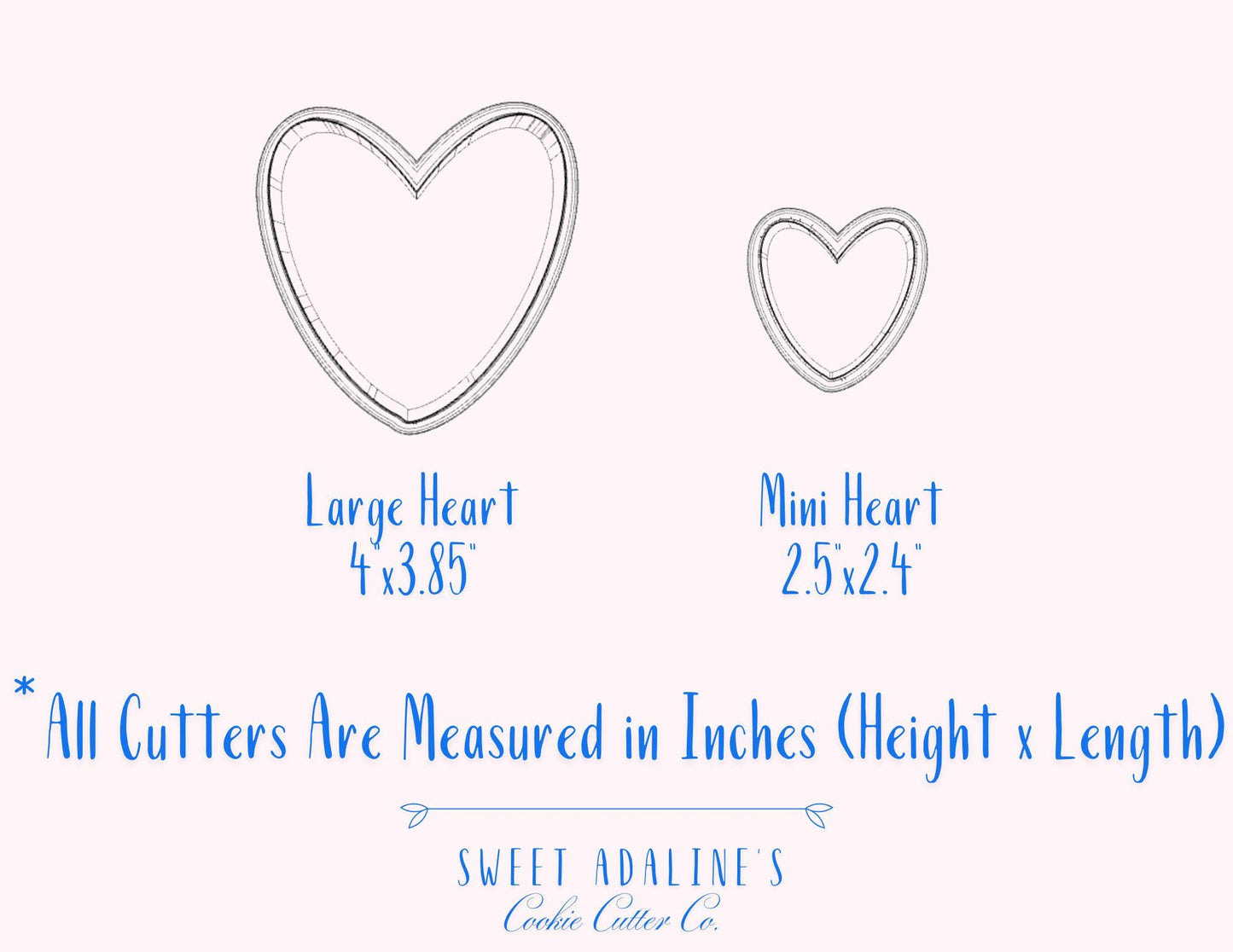 Set of 8 Modern Heart Cookie Cutters, 3D Printed, Bundle of Valentine's Day Hearts Various Sizes, Large and Mini Heart Cookie