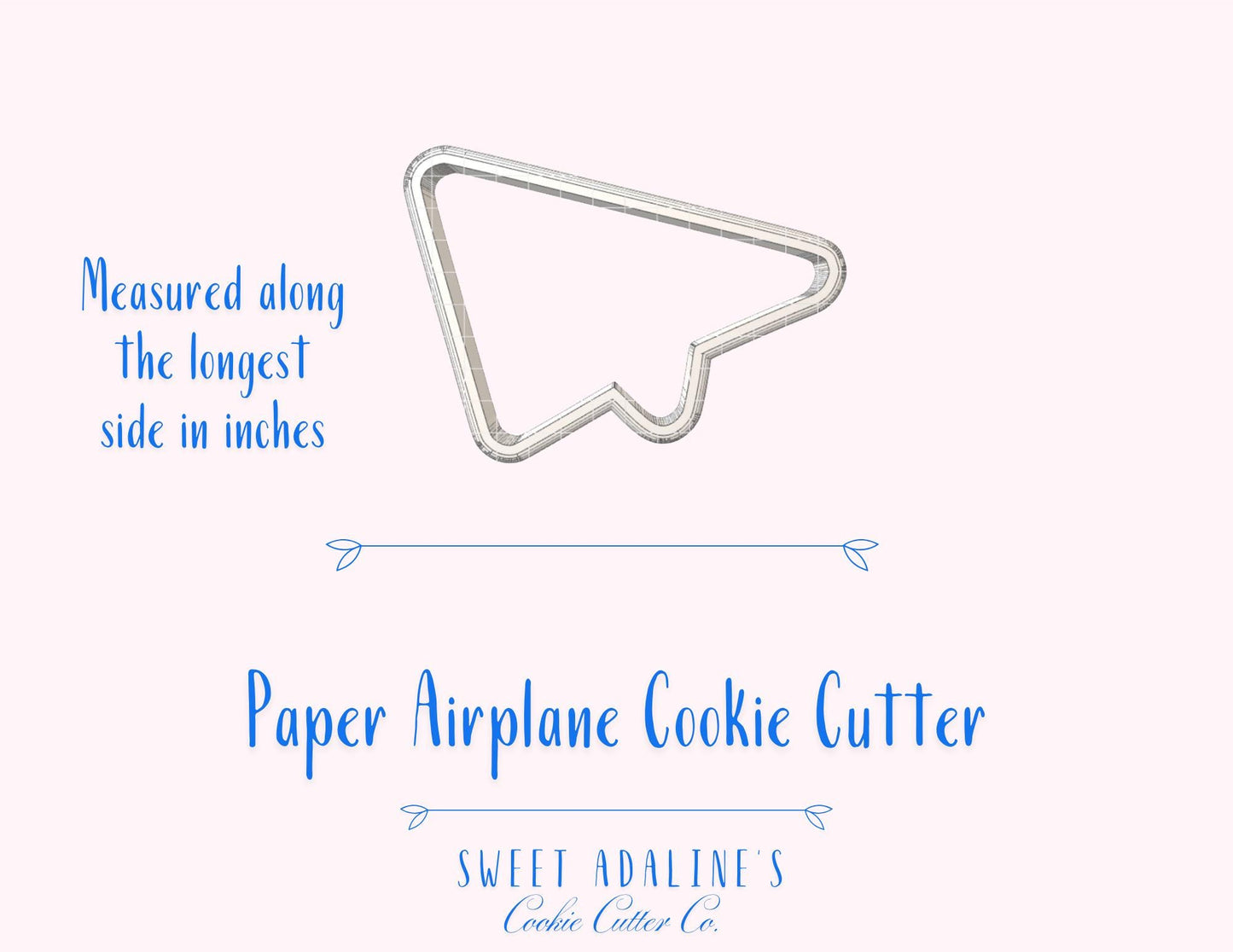 Paper Airplane Cookie Cutter — 3D Printed Fondant Cutter for Travel, School, Teacher Appreciation, Graduation, Pilot, Adventure Cookies