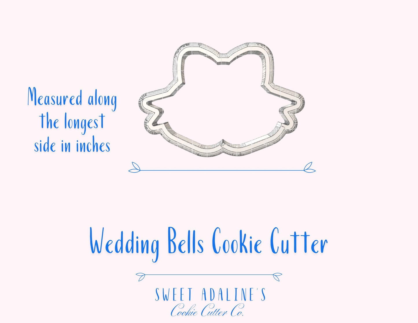 Wedding Bells Cookie Cutter – Bridal Shower Favor – Engagement Party Baking Tool – Anniversary Cookie – Romantic Bells with Bow Cookies