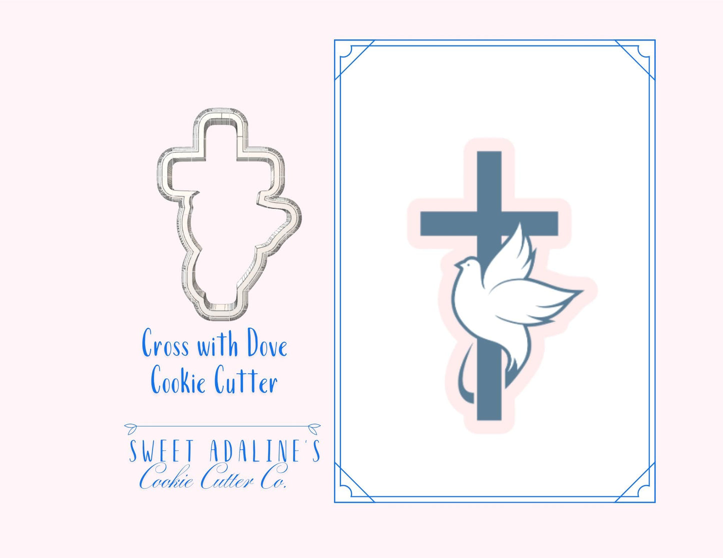Cross with Dove Cookie Cutter – Religious Baptism, First Communion and Confirmation Cookie – Peace & Faith Baking for Church Celebrations