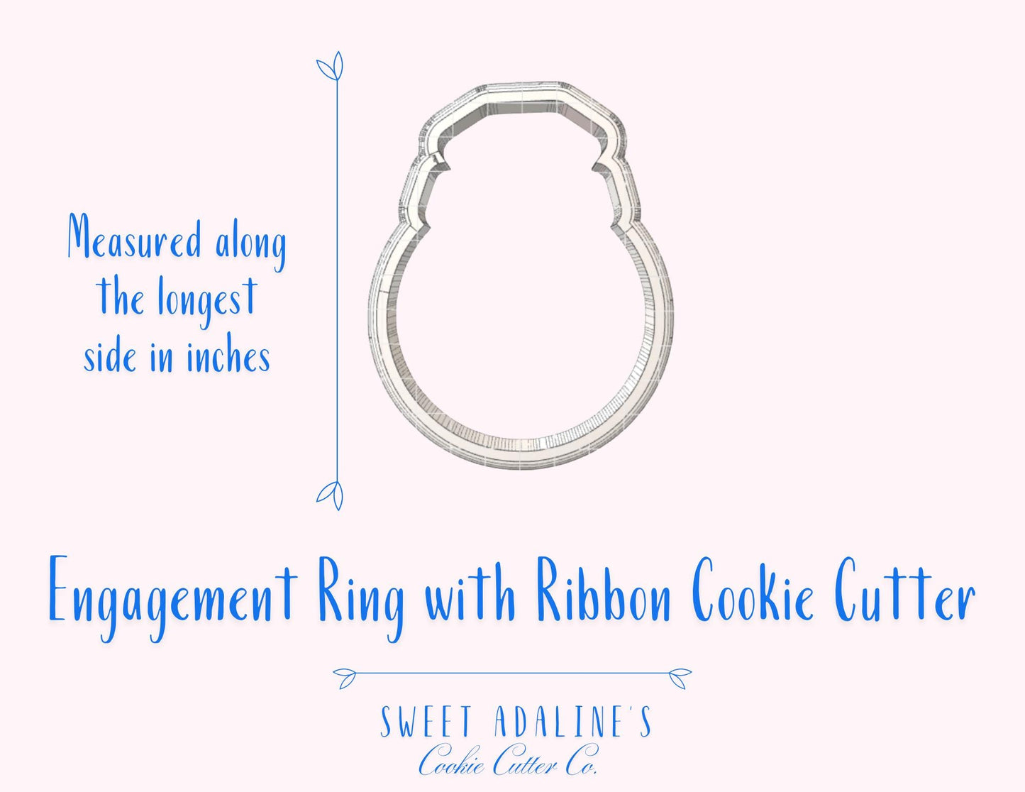Engagement Ring with Ribbon Cookie Cutter – Diamond Ring Cookie – Wedding Proposal Favor –Bridal Shower Cookie –Engagement Party Baking Tool