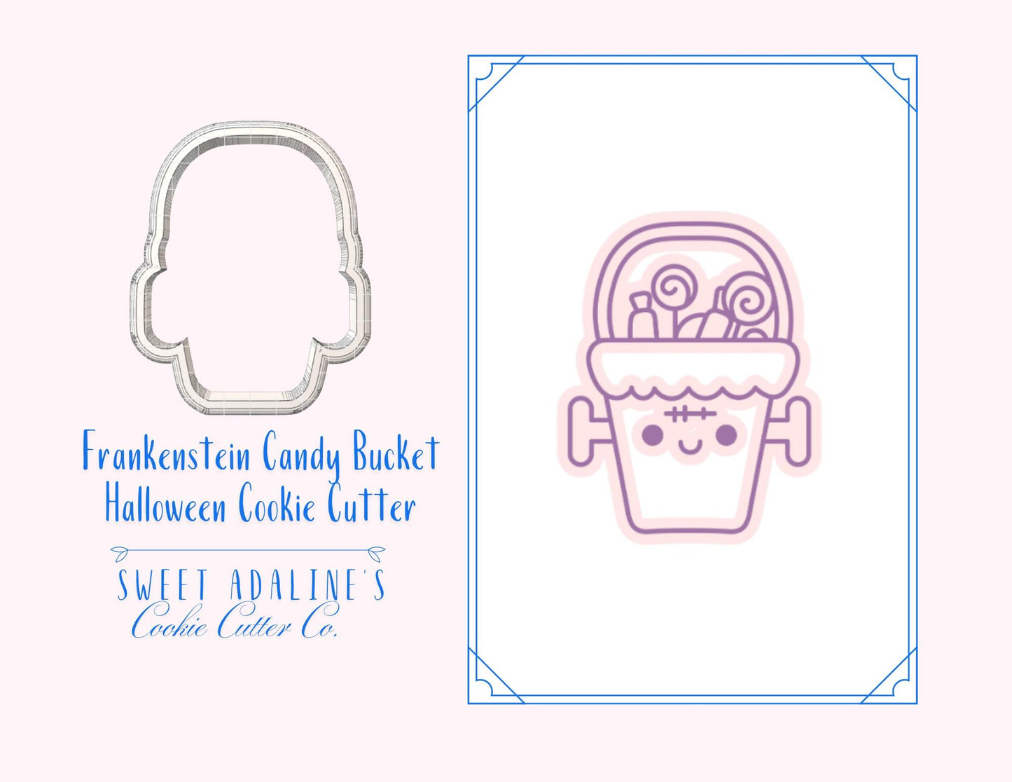 Frankenstein Candy Bucket for Halloween Cookie Cutter — Available in 3 Sizes — Cookie Cutters for Baking & Decorating - Halloween Candy