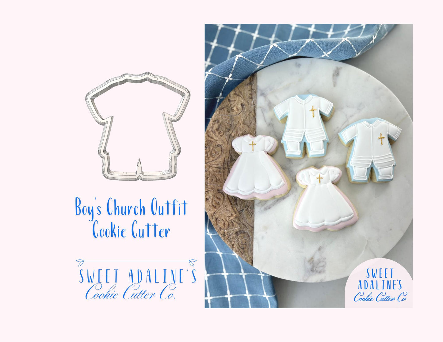 Boy’s Church Outfit Cookie Cutter – First Baptism Cookie Cutter – Communion Cookie – Confirmation Outfit Cookie – Religious Christian Baking