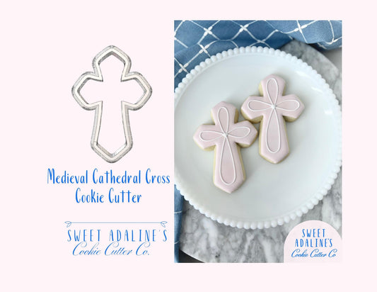 Modern Cross Cookie Cutter – Gothic Cross Cookie Cutter – Baptism Communion Confirmation Cookie – Religious Christian Cookie - Cathedral