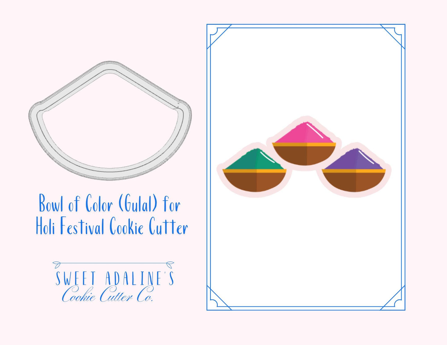 Bowl of Color (Gulal) for Holi Festival Cookie Cutter – Celebrate the Festival of Colors with Fun Baking - Indian Festival Inspired - Sturdy