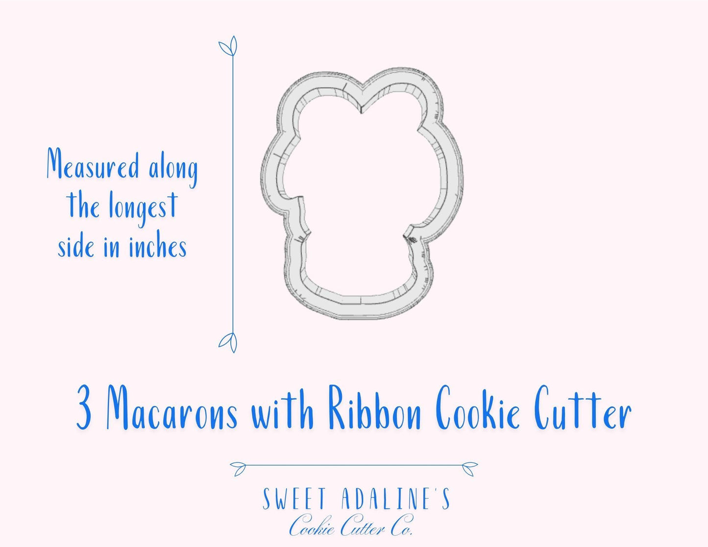 3 Stacked Macarons with Ribbon Cookie Cutter –Parisian Pastry Design –Perfect for French-themed Parties  -Custom 3D Printed - Thick cookies