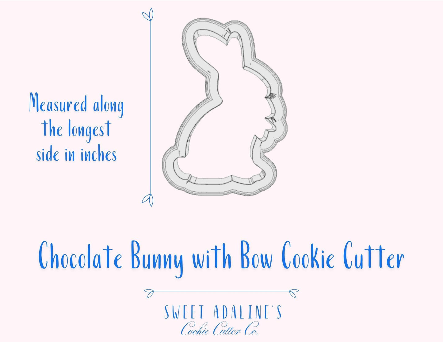 Chocolate Bunny with Bow Cookie Cutter – Classic Easter Design for Festive Spring Treats – Choose Your Size - Food safe, durable