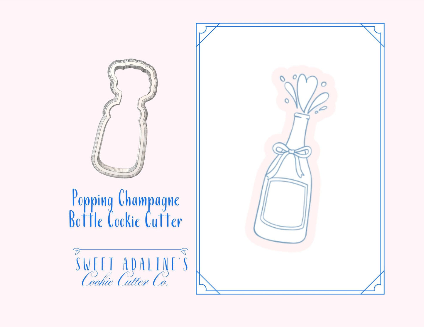 Popping Champagne Bottle Cookie Cutter – Celebration Cookie Cutter – Engagement Party Favor – Wedding Cookie – New Year’s Eve Baking Tool