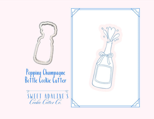 Popping Champagne Bottle Cookie Cutter – Celebration Cookie Cutter – Engagement Party Favor – Wedding Cookie – New Year’s Eve Baking Tool