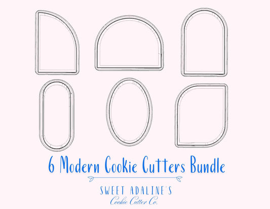 Modern Set of 6 Trendy Cookie Cutters, 3D Printed, Must-have Modern Boho Shapes, FAST Shipping, Arch & elongated ovals