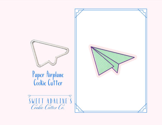 Paper Airplane Cookie Cutter — 3D Printed Fondant Cutter for Travel, School, Teacher Appreciation, Graduation, Pilot, Adventure Cookies
