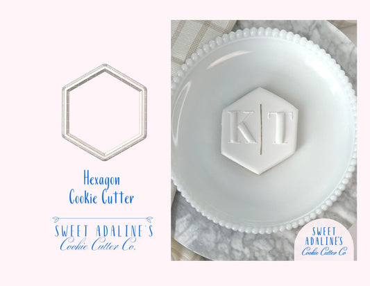 Hexagon Cookie Cutter –Geometric Plaque Cookie Cutter –Wedding Favor Cookie –Engagement Party Baking Tool –Monogram or Initials Sugar Cookie