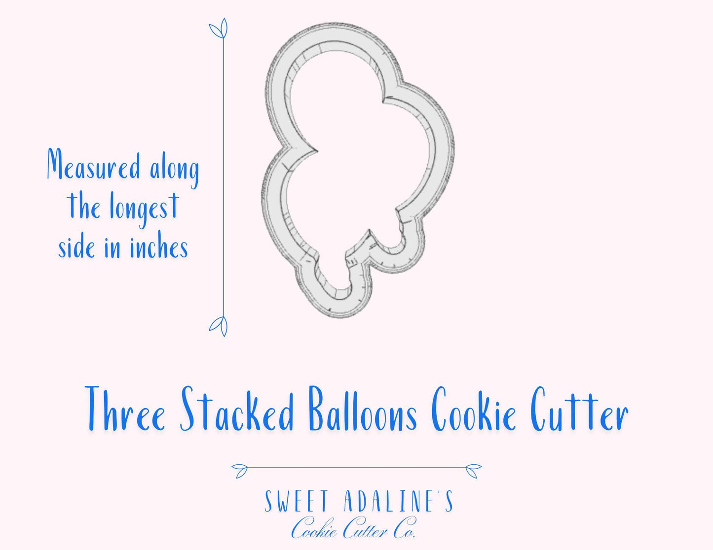 Three Balloons Cookie Cutter – Modern Stacked Balloons Design for Celebrations, Birthdays, and Parties – 3 Sizes – Thick Dough Sturdy cutter