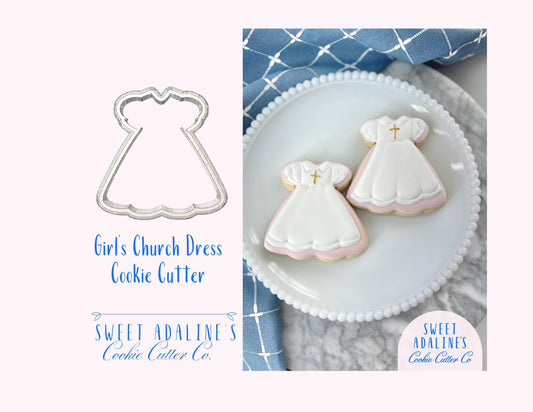 Girl’s Church Dress Cookie Cutter – Baptism Cookie Cutter – Communion Cookie Cutter – Confirmation Dress Cookie – Religious Christian Baking