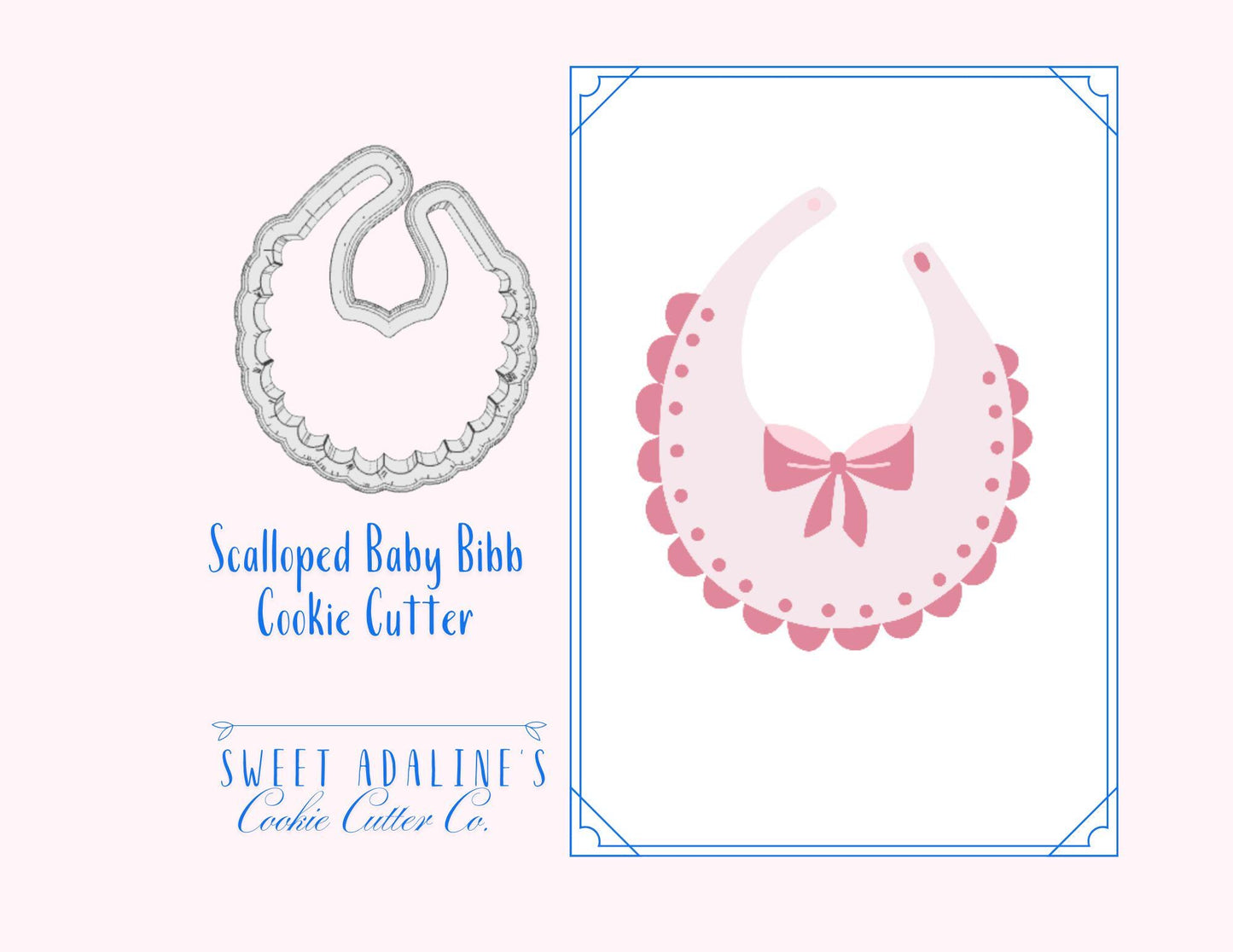 Scalloped Baby Bib Cookie Cutter – Adorable Design for Baby Showers, Kids Birthday Parties, Gender Reveals - Custom 3D Printed –3 Sizes