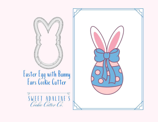 Easter Egg with Bunny Ears Cookie Cutter – Playful Spring Design for Festive Treats – 3 Sizes –- Food safe, durable